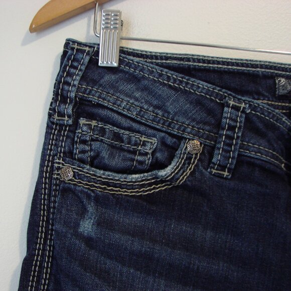 Silver Suki Surplus Jeans Bootcut Mid Rise Curvy Fit Dark Wash Size 31 - Picture 7 of 14